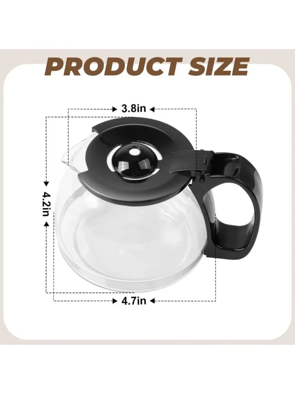 4-Cup Glass Carafe Replacement for Coffee Makers - Easy Pour Spout & Grip Handle